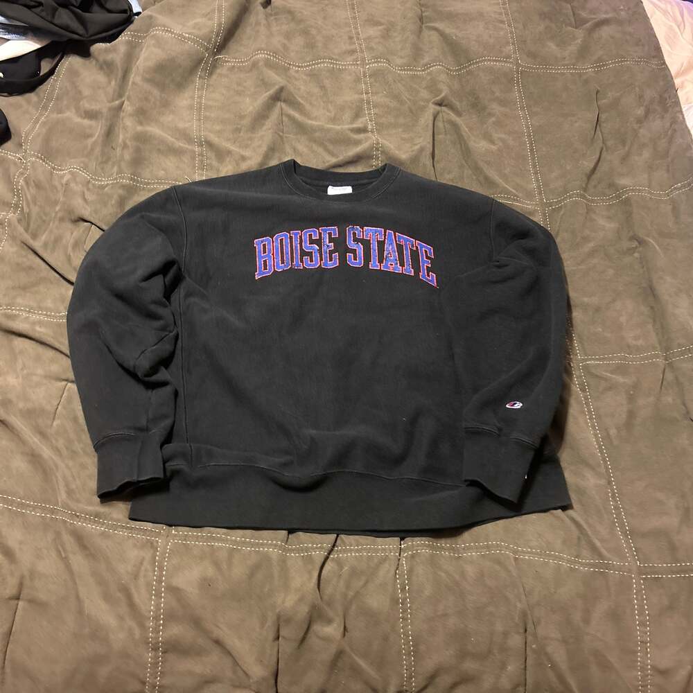 Vintage Champion Reverse Weave Boise State  Black Crewneck Sweatshirt